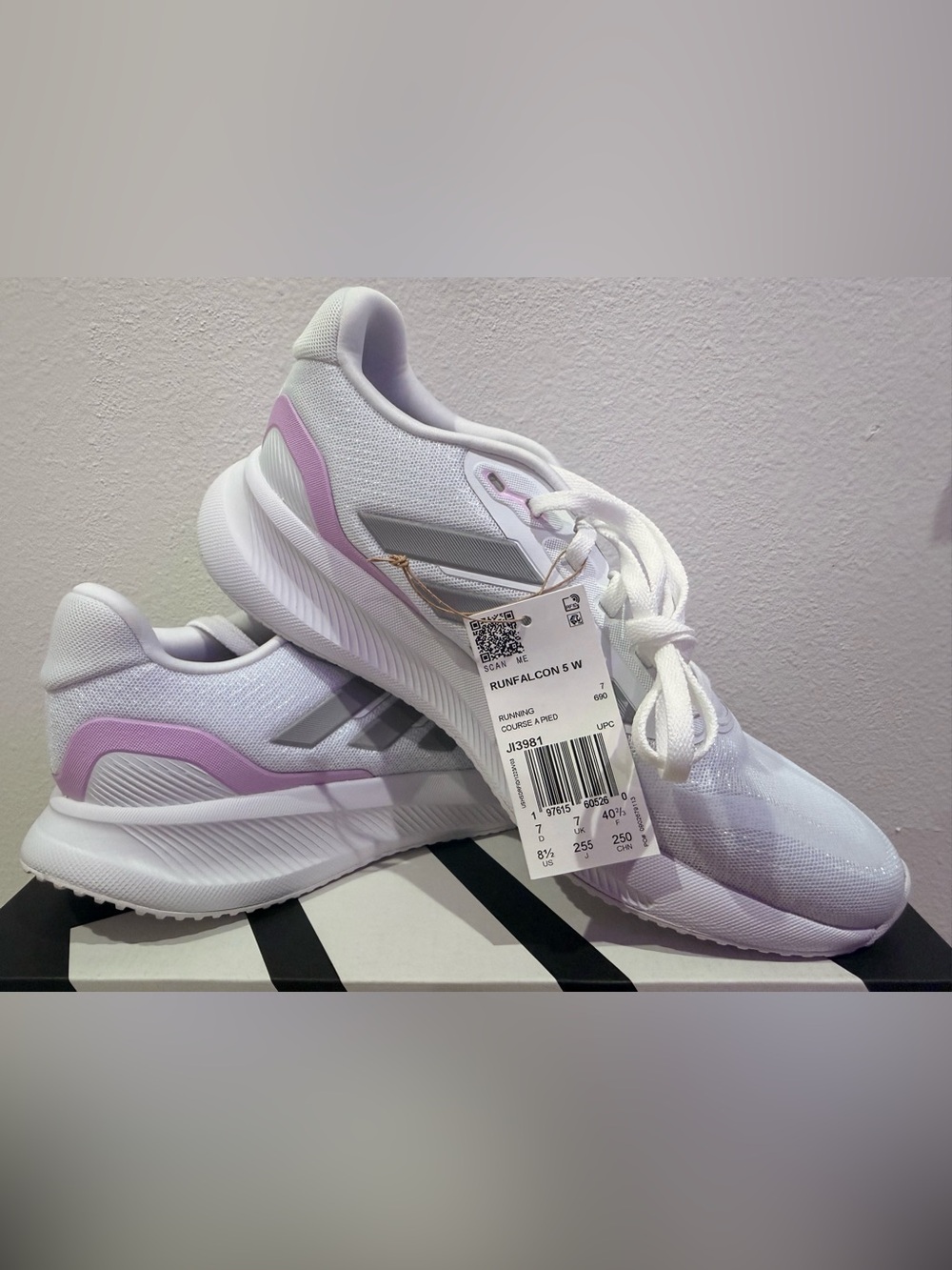 adidas Runfalcon 5 W Women's Running Sneaker White/Purple/Gray JI3981 Size 8.5